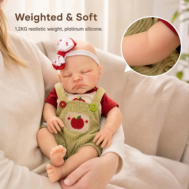 Collectible Art Doll 13inch in Silicone Version Elastic Solid Silicone August Baby DollStrechable Mouth can Open