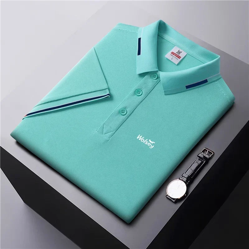 Estate uomo Casual a maniche corte Top Polo moda ufficio colletto alla coreana T-Shirt da uomo traspirante T-Shirt uomo abbigliamento da Golf