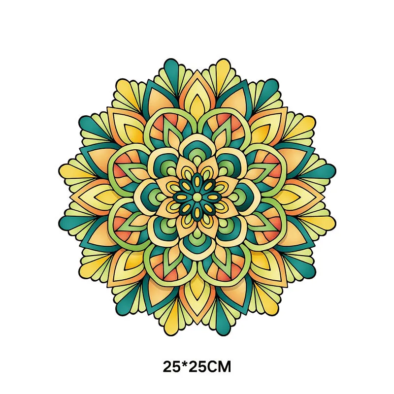 Mandala Flowers Stripes Thermal Stickers On Clothes Heat Transfer Decal Fusible Iron On Patches Heat Transfer Vinyl Custom Patch