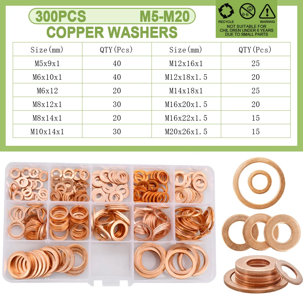 Copper Sealing O-ring Gasket Solid Sump Plug Oil Sealing Ring For Boat Crush Flat Seal Ring  Motorcycle Sump Flat Sealing Kit