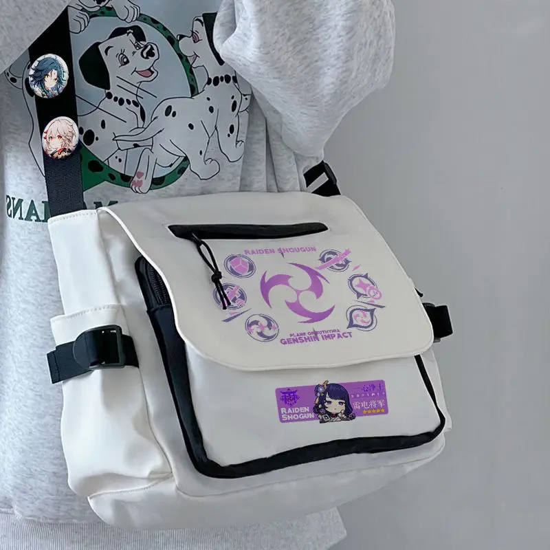 Minimalist Genshin Impact Single Shoulder Large Capacity For Middle School Students Girls Boys Trendy Ins Versatile Anime Maple