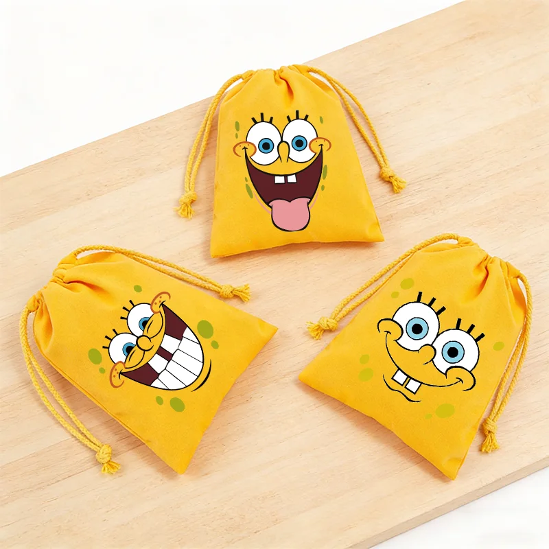 Мешочки-на-шнурке-с-Губкой-Бобом-мультяшные-аниме-фигурки-сумки-для-мальчиков-и-девочек-для-хранения-для-вечеринок-для-конфет-декоративные-мешочки-подарок-для-детей