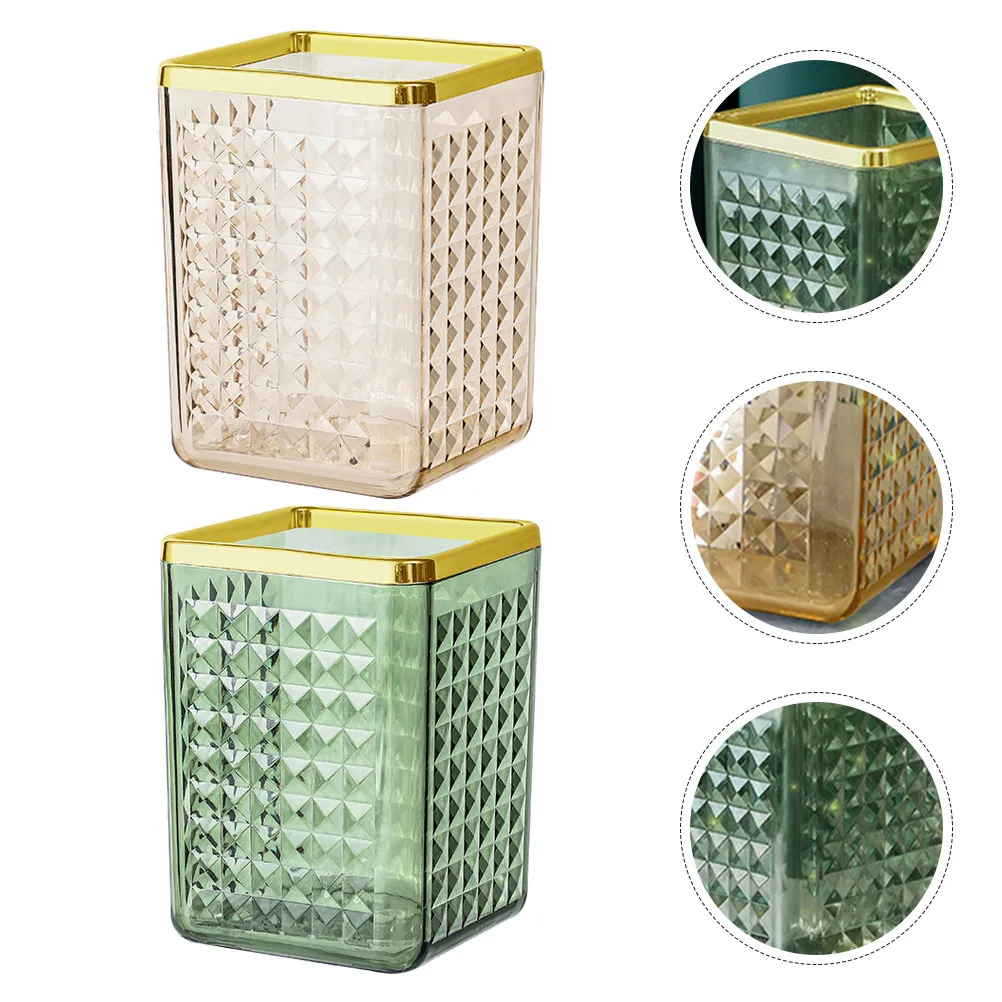 2Pcs Space Saving Plastic Makeup Brush Organizer Holder for Brushes Pencils Pens Lipsticks Eyebrow Pencils Desktop Vanity