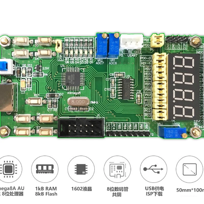 

ATMEGA8 Development Board Atmega8A AU Development Board AVR Microcontroller Development Board