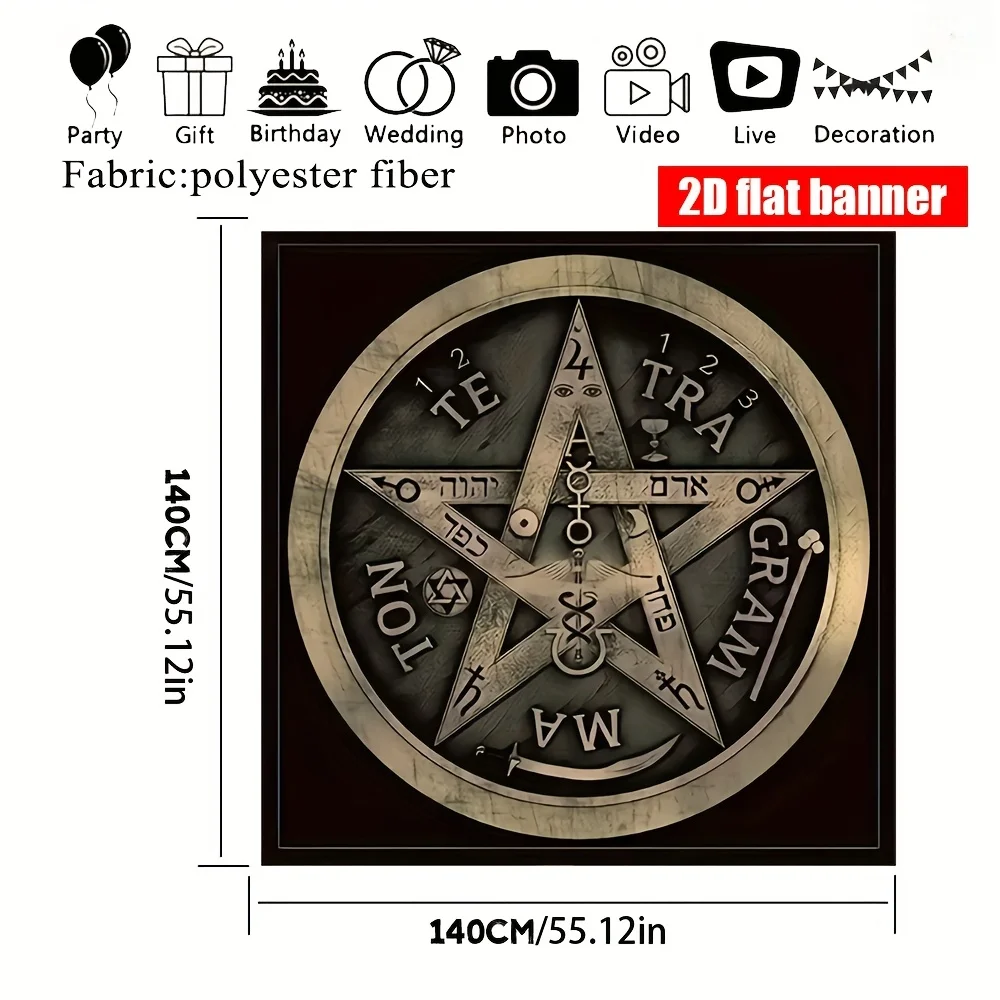 1pc Tarot Card Reading Tablecloth, Pentagram Pattern, Witch Decor, Astrology Divination Card Mat, Card Game Table Cover