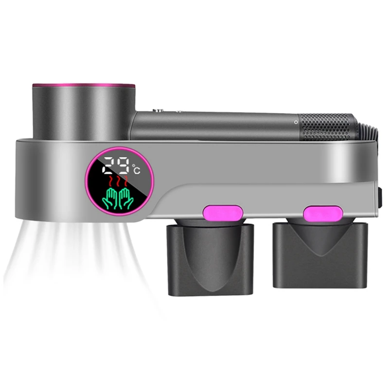 For Dyson Hair Dryer Holder, With Drying Function,Without Punching, Hair Dryer Storage Rack With Thermometer Easy To Use