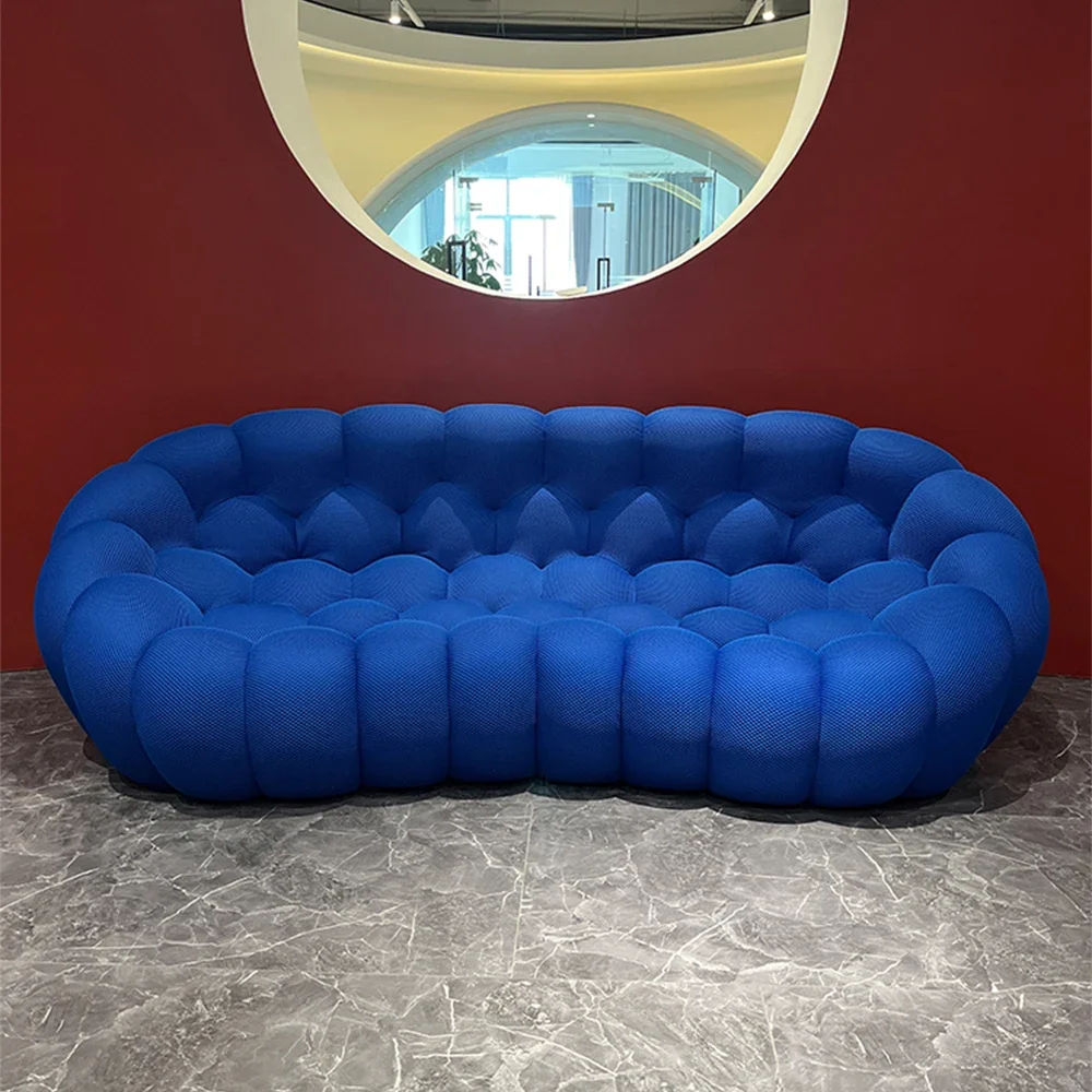 

MANBAS Contemporary Cloud-Shaped Sofa Modular Cloth Football Couch Fabric Curved Designer Sofa Set for Living Room or Office