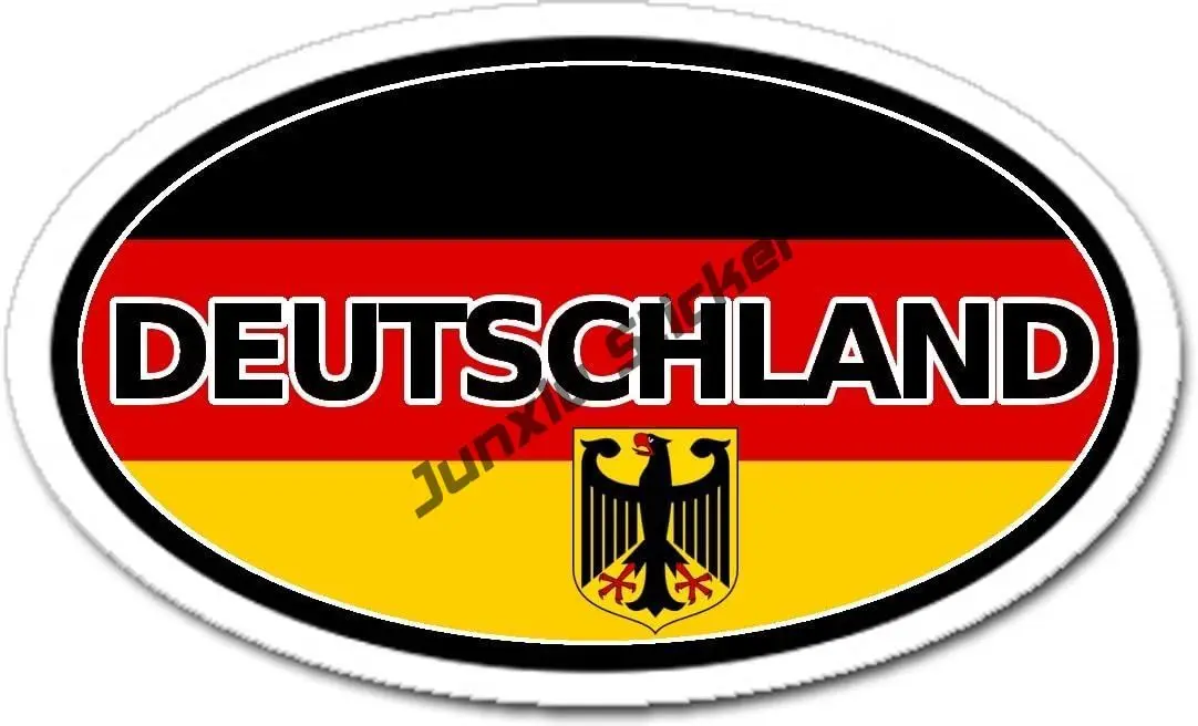 Germany Deutschland Flag Car Bumper Sticker Coat of Arms of Germany Shield Eagle Decal German Country Code Flag D DE DDR Decals