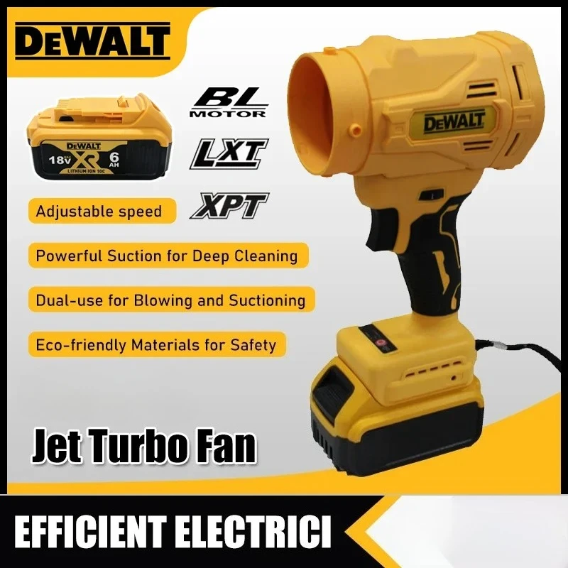 

Беспроводной высокоскоростной бесщеточный электрический воздуходув Dewalt 20V Jet Turbo Fan 130000 об/мин, мощный вентилятор-воздуходувка, инструмент для сдувания пыли