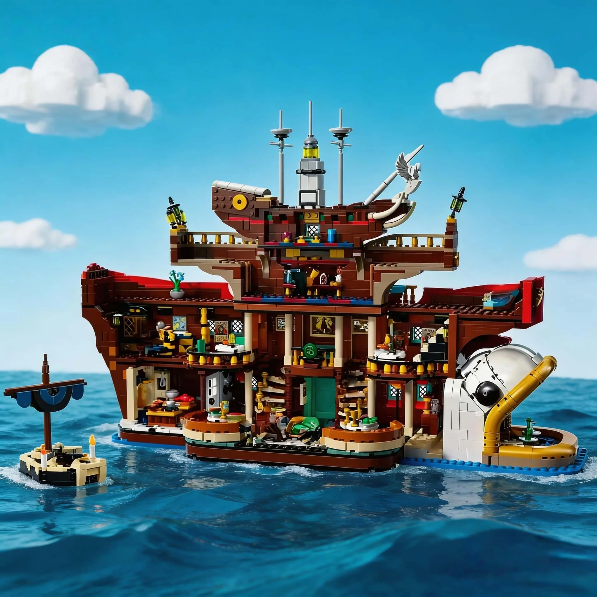 

2026 new product craft adult holiday gift 3402pcs interesting floating restaurant model modular assembly, building blocks, brick