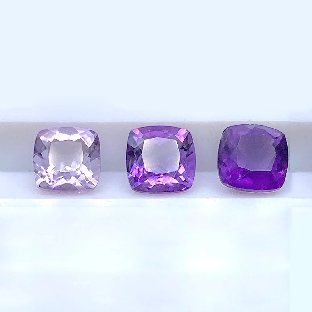 10pcs Lot Natural Amethyst Cushion Square Facet 4x4mm-6x6mm Three Colors Purple Eye Clean Semi-precious Loose Stone For Jewelry