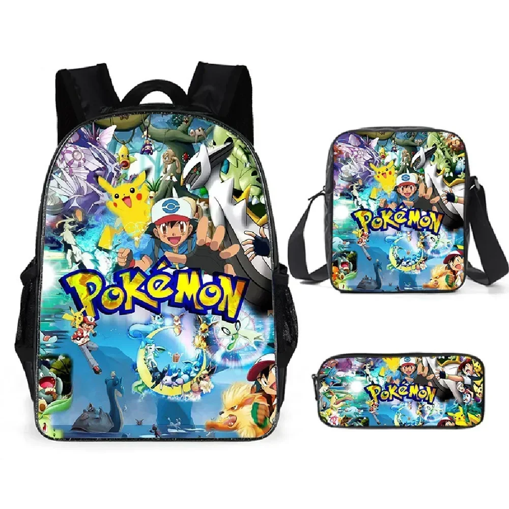 New Pokémon SchoolBag Pikachu Backpack Polyester Burden-reducing Student Boys Girls Anime Kawaii Cartoon School Bag Mochila