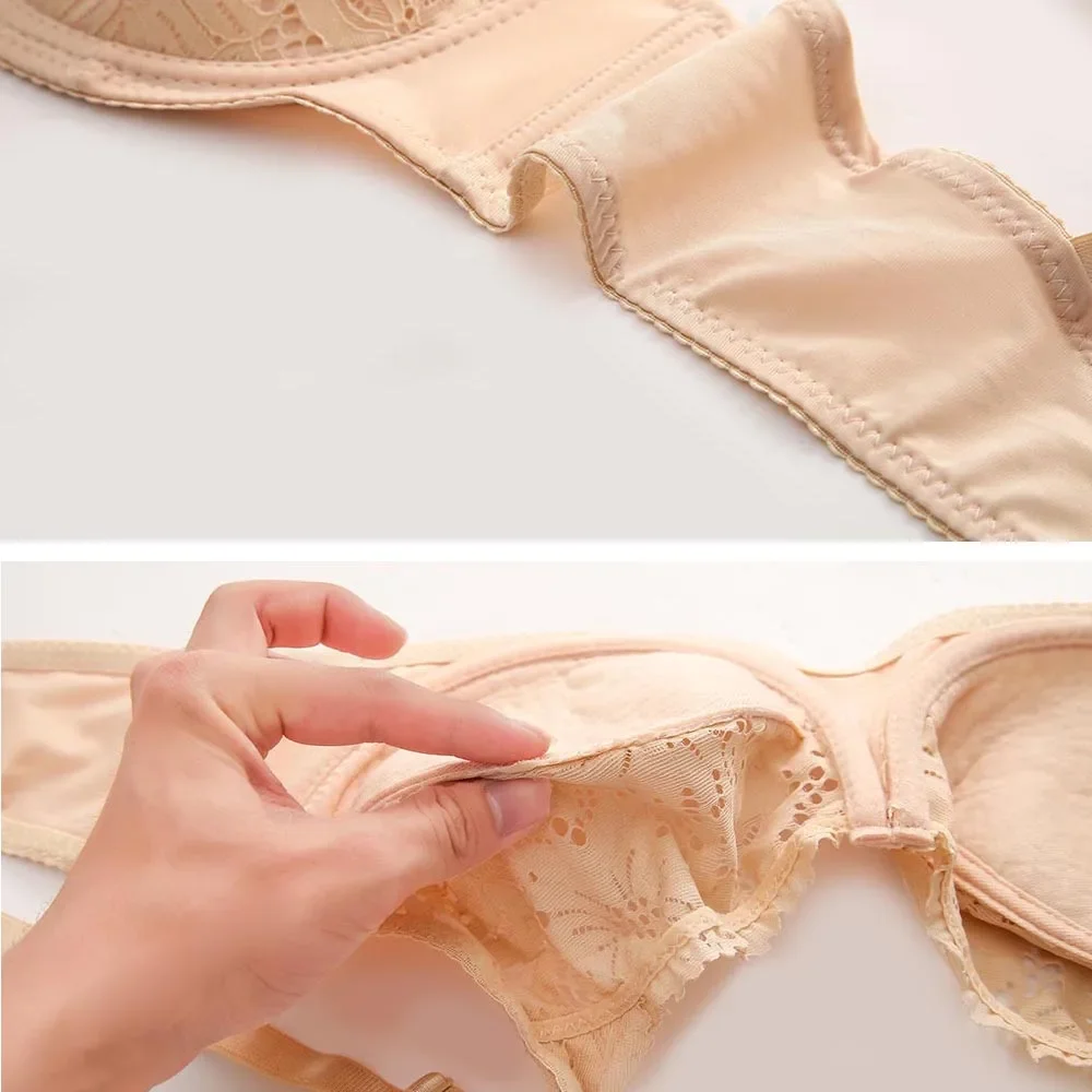 Ruralbras 3/4 tasse dentelle soutien-gorge Sexy pour les femmes Up Lingerie haut femme grande taille à armatures non rembourré soutien-gorge à fleurs minimiseur tasse douce