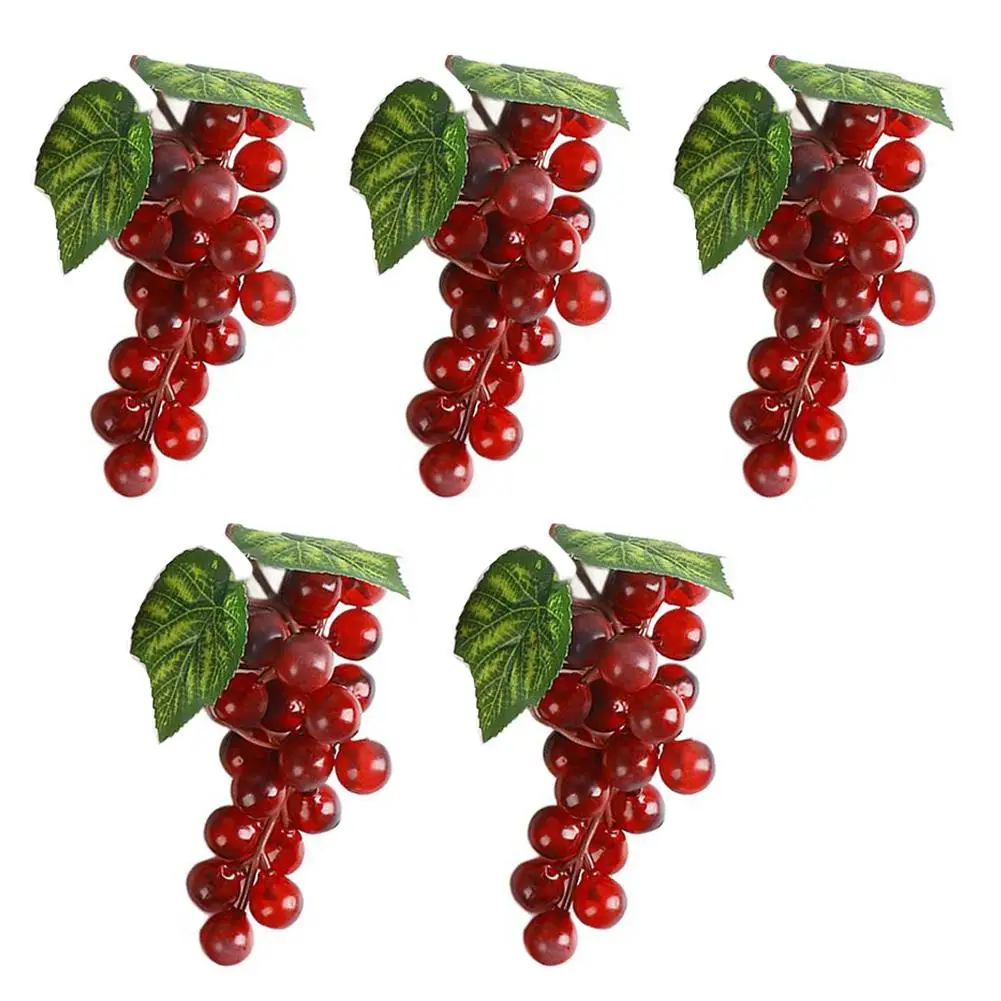 

Five Realistic PVC Grape Clusters for Home Decor and Photography Props Made of Plastic for Lasting Visual Enhancement