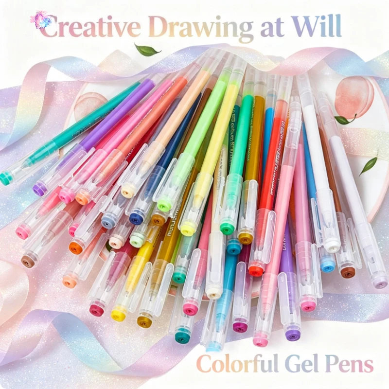 Random 7-Pack Colorful Neutral Pens, 0.6mm Fine Tip, Smooth Flow, Quick Dry, Non-Blotchy, Transparent Barrel, Ideal for Students