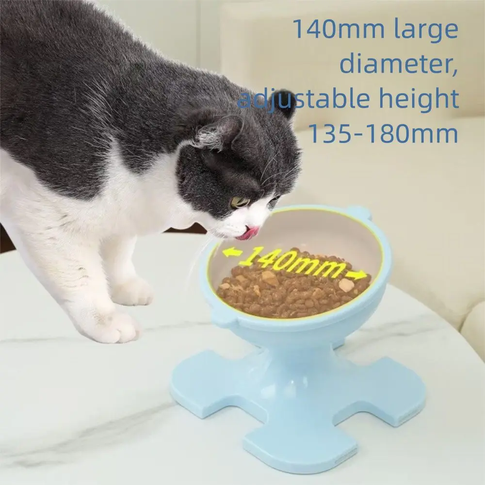 

Height Adjustable Raised Cat Bowl Neck Protection High Footed Dog Feeding Bowl Round with Stand Cat Food Plate for Pet