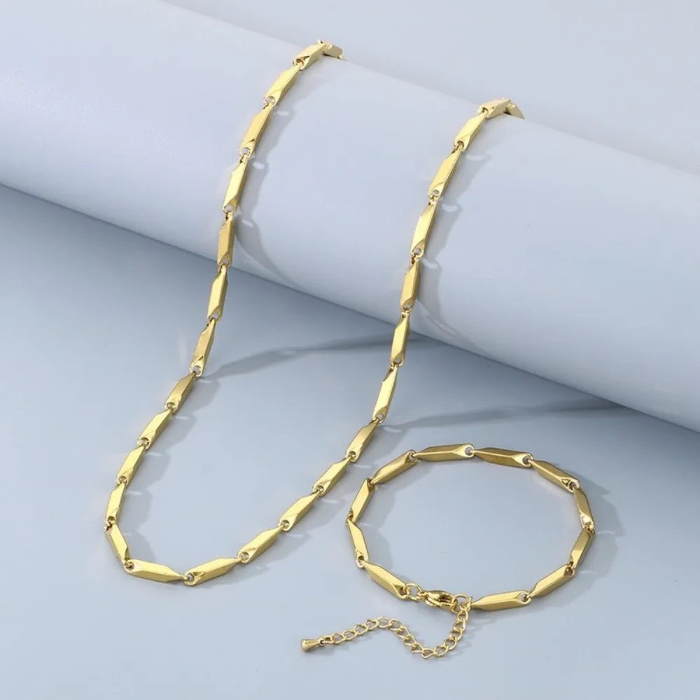 Fashionable Stainless Steel Steel Chain Punk Style Chain Link Hip Hop Rock Simple Design Melon Seed Chain Bracelet for Men
