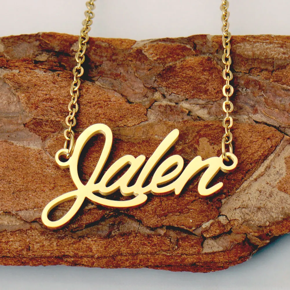 

AOLOSHOW Jalen Gold Name Necklace for Women Stainless Steel Initial Pendant Collarbone Choker Jewelry