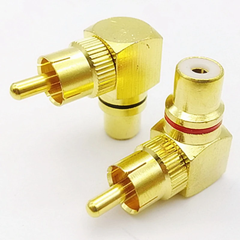 Copper Gold-Plated L-Shaped RCA 90 Degree Male-To-Female Conversion Head Wall-Mounted Signal Line Conversion Plug