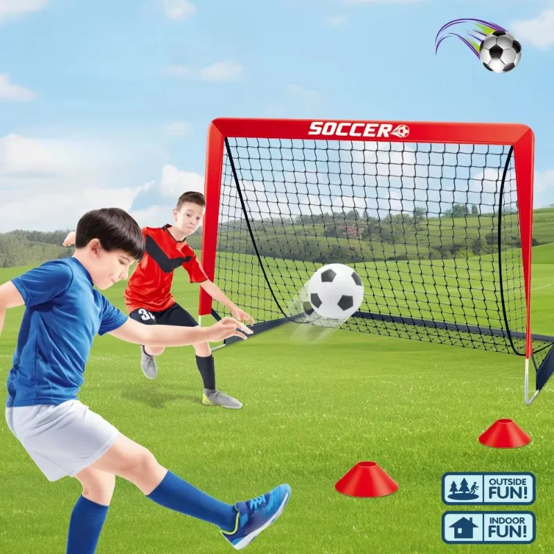 Kids Mini Soccer Goal Sets Backyard Mini Netball Set with Pump Portable Folding Youth Soccer Goal Sets Football Toy for Kids view 6