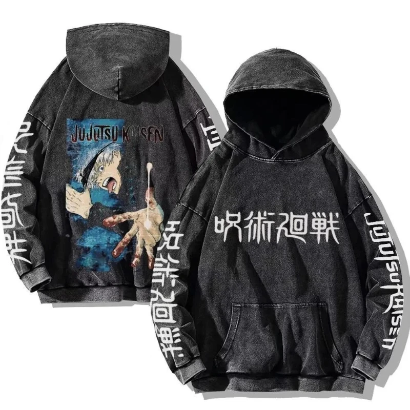 เสื้อฮู้ดลายอนิเมะ Jujutsu Kaisen แบบญี่ปุ่น ผ้าวอช ทรงหลวม สไตล์คู่รัก สำหรับฤดูใบไม้ร่วงและฤดูหนาว รุ่นใหม่สำหรับผู้ชายและผู้หญิง