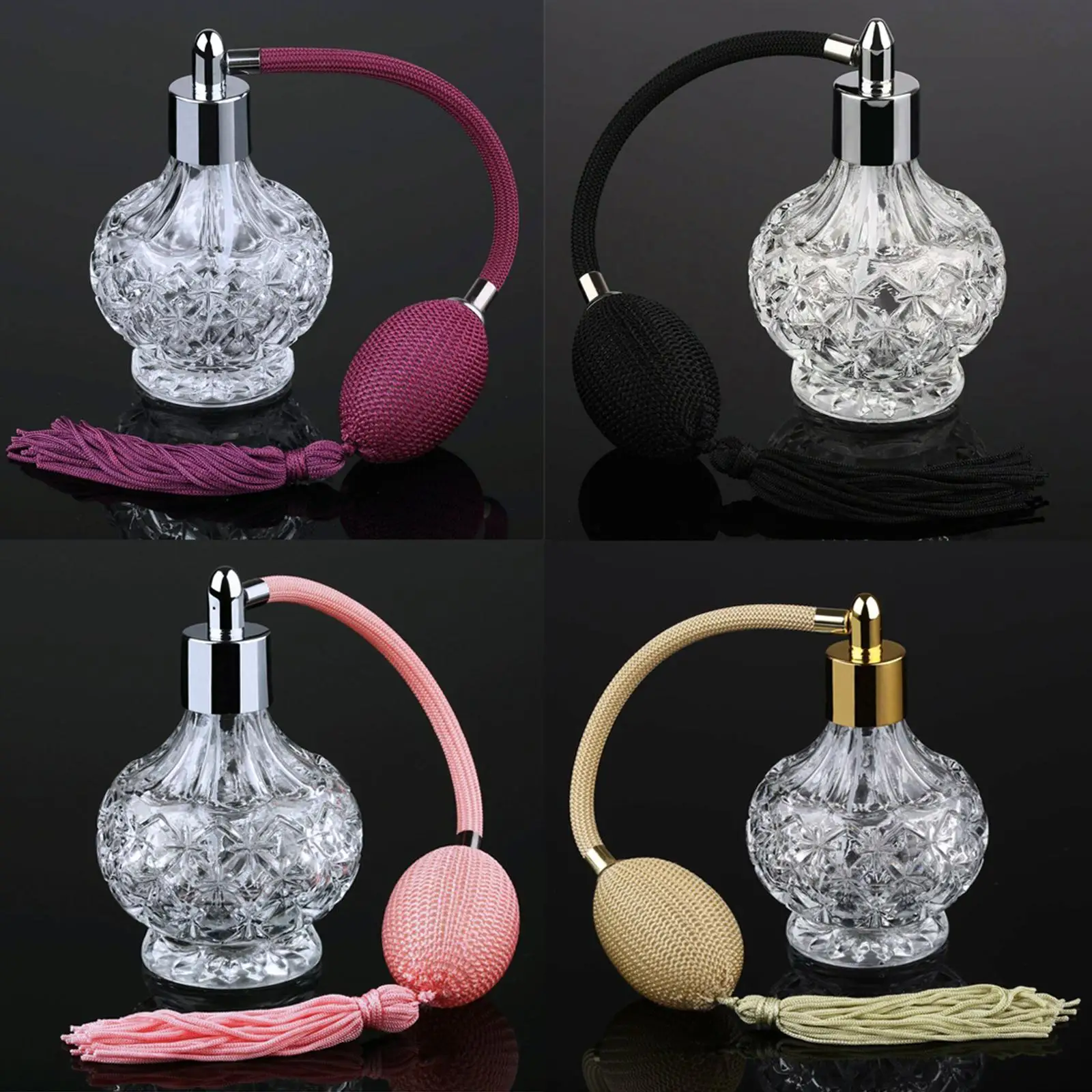 Frasco De Perfume De Cristal Claro, Atomizador De Vidro, Estilo Vintage, Elegante