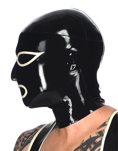 100% Latex rubber gummi white and schwarz party cosplay club mode headgear