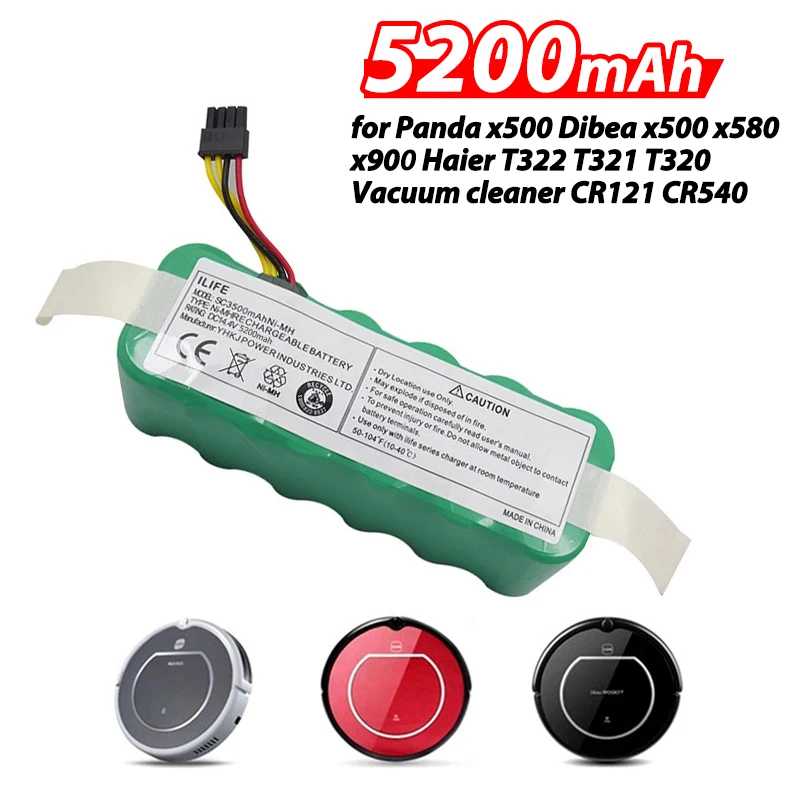 For Panda x500 Dibea x500 x580 x900 Haier T322 T321 T320 Vacuum Cleaner CR120 CR121 CR540 Batteries 14.4v 5200mAh Batteries