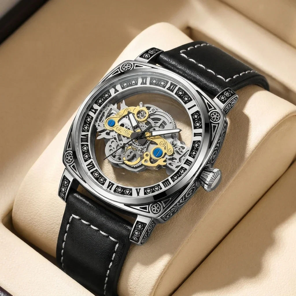 1Pcs Men's Multicolor Dial Leather Strap Vintage Fashion Classic Fashion Details Quartz Watch For Business Party Holiday