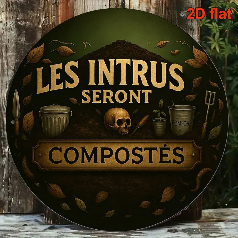 2D Flat - 1pc 8*8In/20X20Cm 2D Flat Round Aluminum Sign, Vintage Decorative Plaque about 