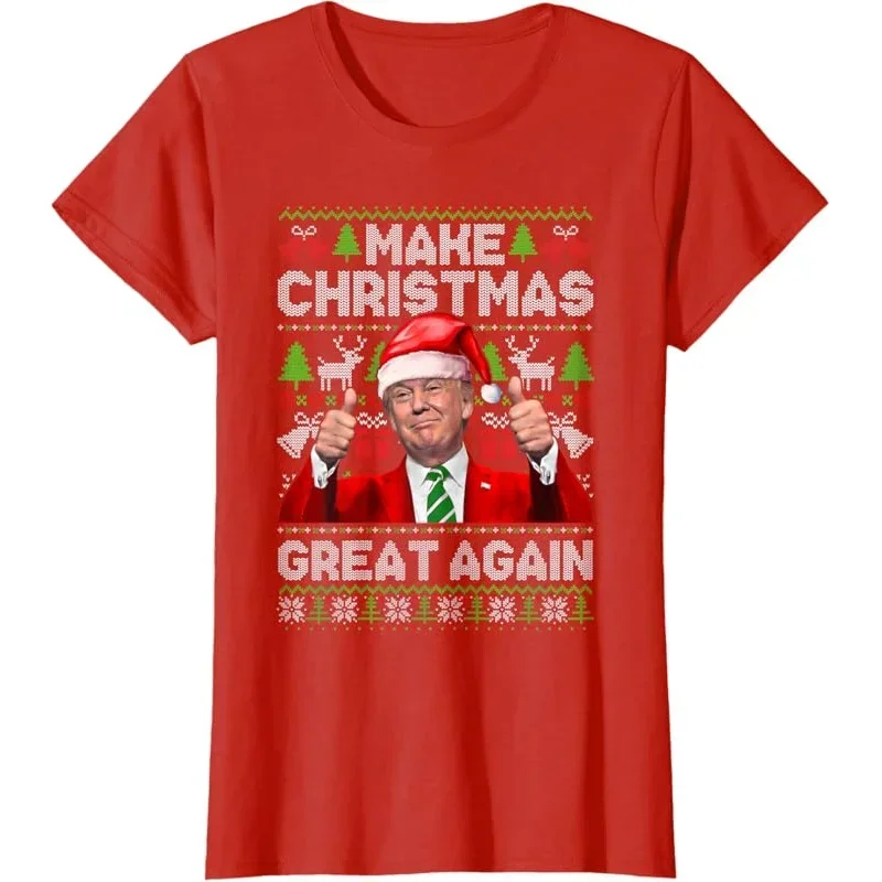 Christmas Funny Trump Xmas Snow T-Shirt Pajama Ugly Sweater Make Great Again Humorous Holiday Clothes Men's Fashion Saying Tee