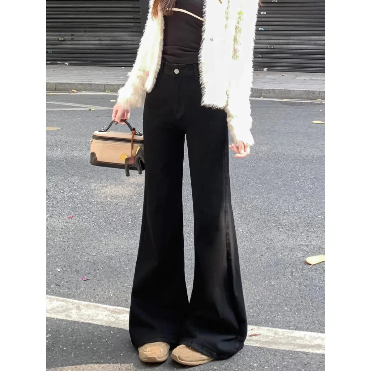 جينز نسائي Y2k جينز 2025 أسود متوهج قابل للتمدد عالي الخصر سراويل شتوية لشكل الكمثرى الجسم سليم صالح ريترو موضة عصرية