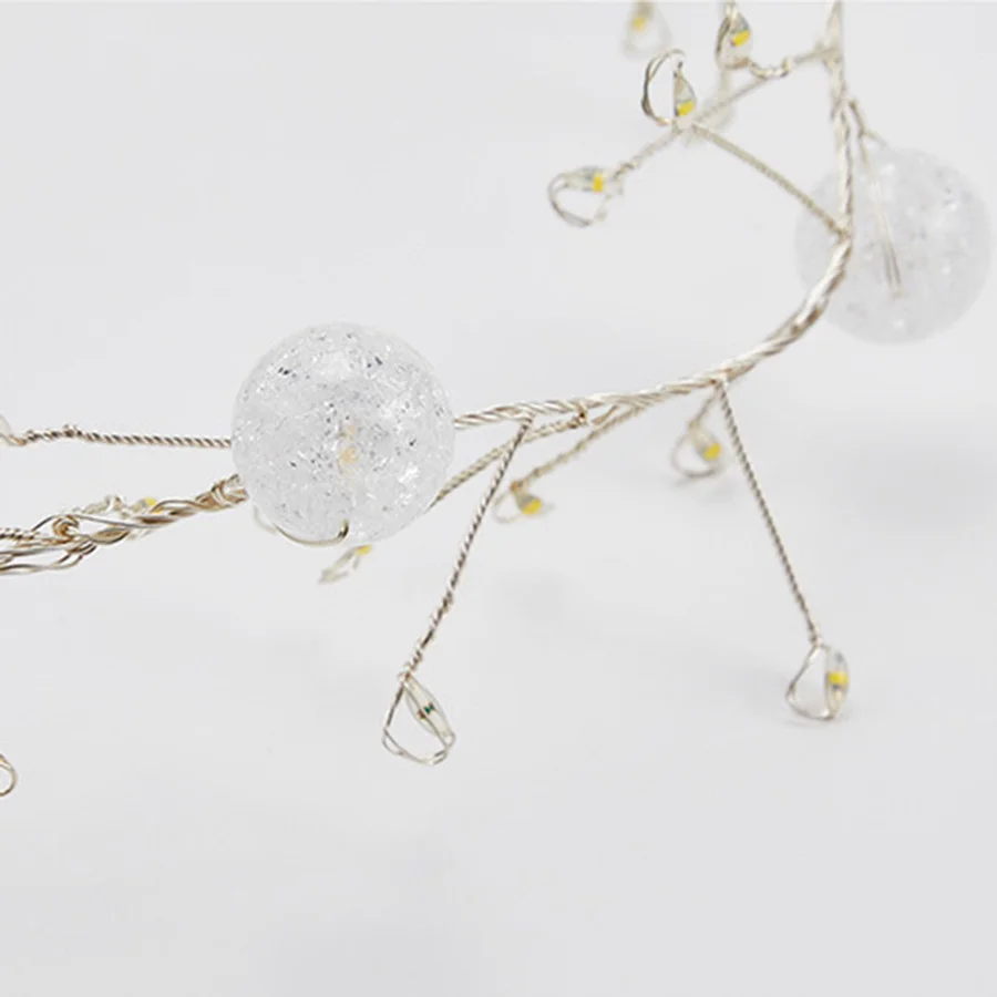 LED Firecracker Fairy Light Outdoor Waterproof Crystal Crackle Ball String Light For Christmas Tree Home Party Holiday Garden