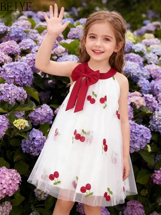 Children's Clothing Summer New Girls' Dresses Sweet and Cute Embroidered Printed Casual Baby Princess Dresses Wholesale
