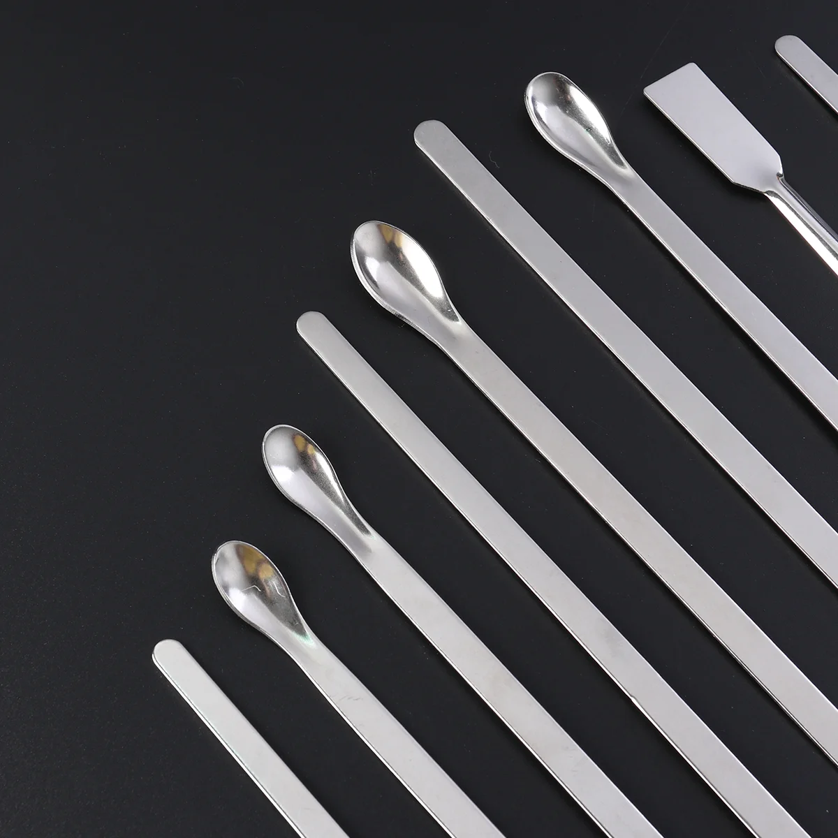 9-in-1-Probenahmelöffel aus Edelstahl, Laborlöffel, Rührspatel (Silber), Rührlöffel, Probenahme-Spatel