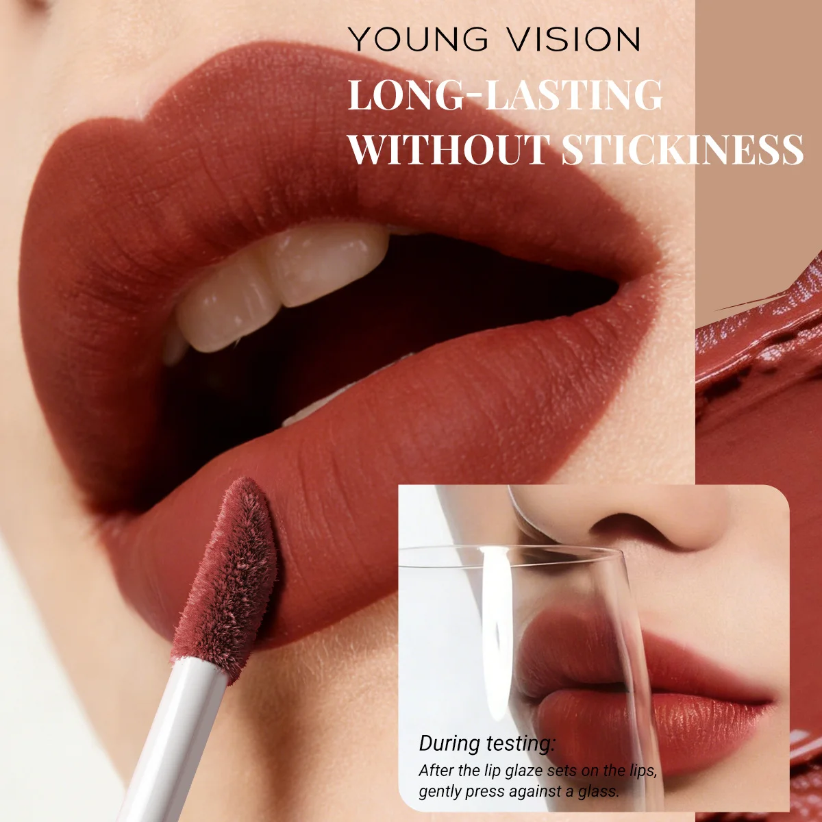 2Pcs Lip Gloss and Lip Liner Set, Matte Finish Non-Stick Cup Long-Lasting Lip Color and Liner Combo, Perfect for Defined Lips