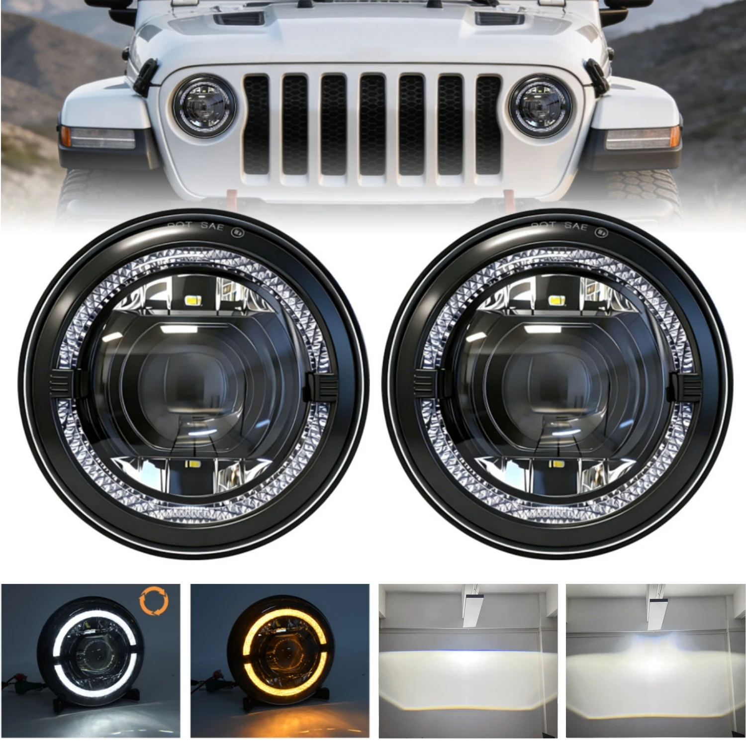 

7inch Super Bright LED Sealed Beam H4 Hi-Lo Beam For Headlight DRL LED Headlight DRL 12V 24V 4x4 For Harley Davidson Accessories