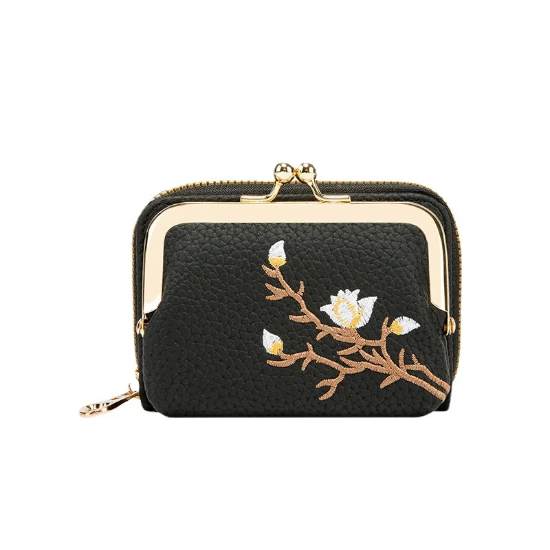 ISKYBOB Women Floral Wallets Short Hasp Purses Portable Detachable Money Bag Large Capacity Pu Leather Business Card Holder 2023