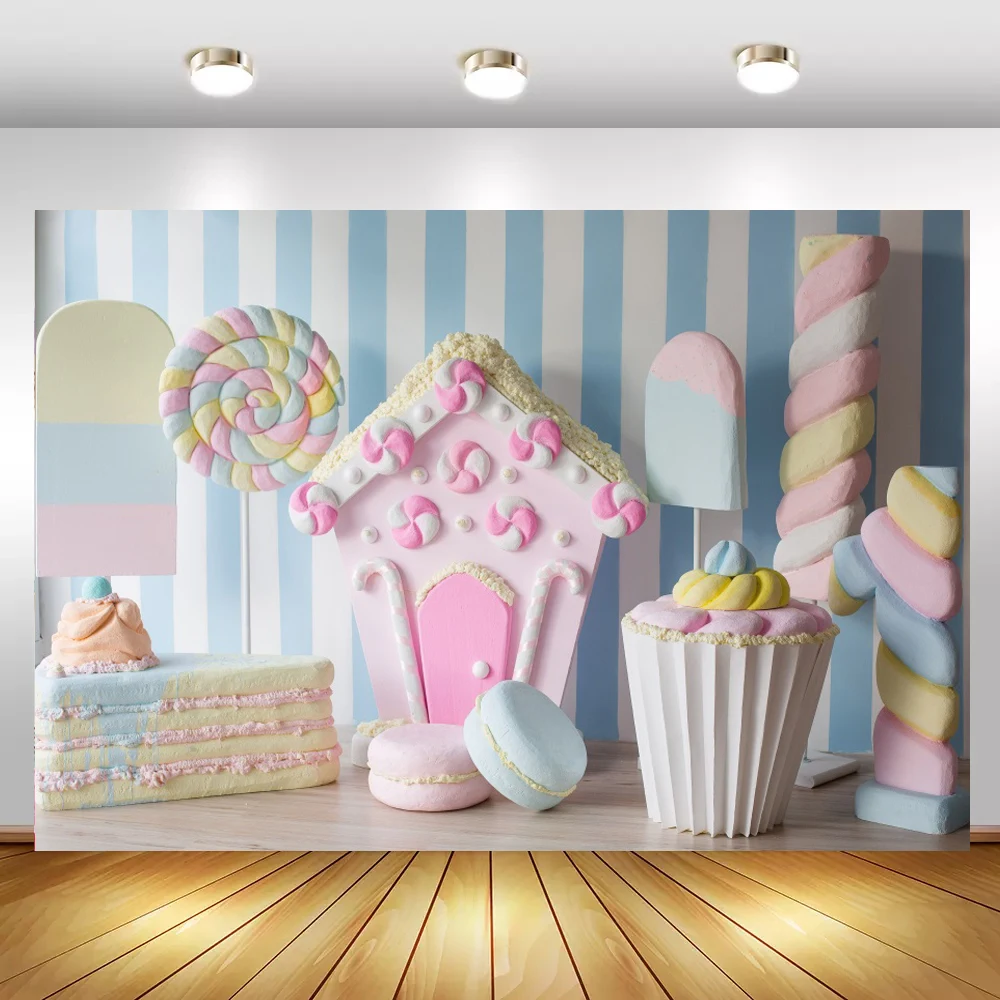 Laeacco – ballons à motifs muraux de crème glacée, cadeau, Dessert doux, décor de fête d'anniversaire, arrière-plan Photo bébé