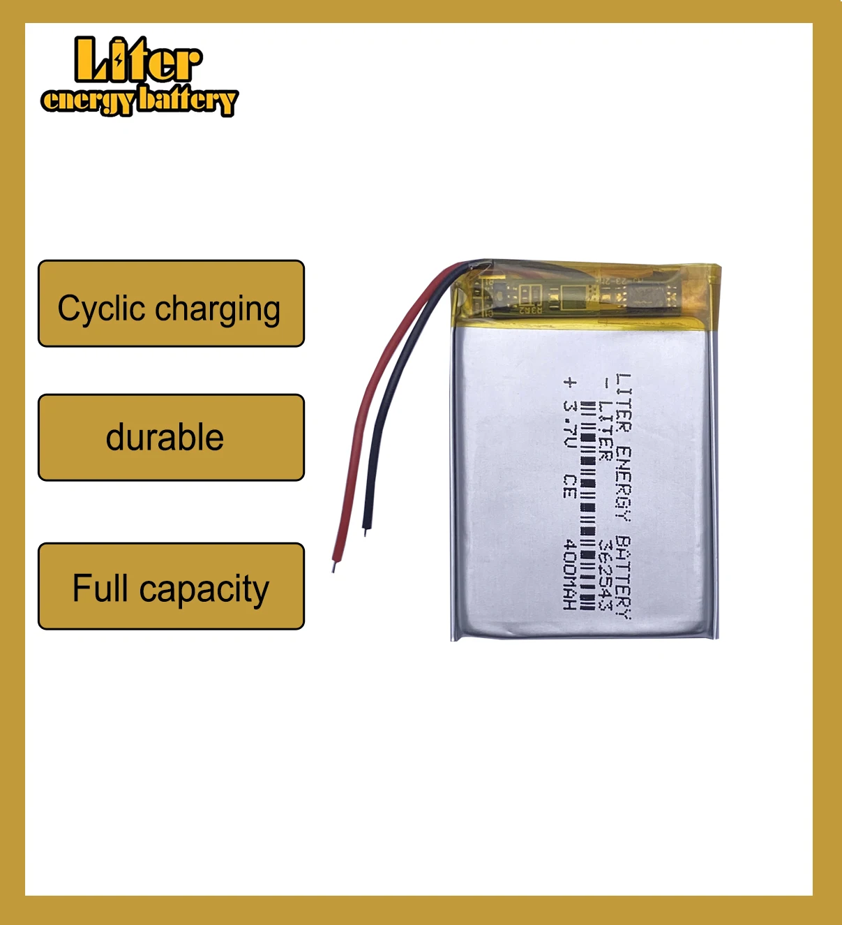 362543 3.7V 400mAH Polymer lithium ion / Li-ion battery for TOY,POWER BANK,GPS,mp3,mp4,cell phone,speaker