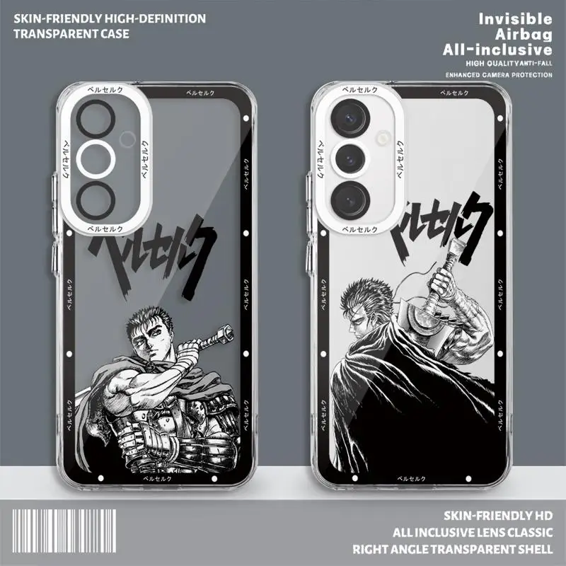 Case for Samsung Galaxy A35 A55A53 A54 A73 A34 A33 A25 A24 A13 A14 A15 5G Berserk Anime Guts Cover Transparent Soft