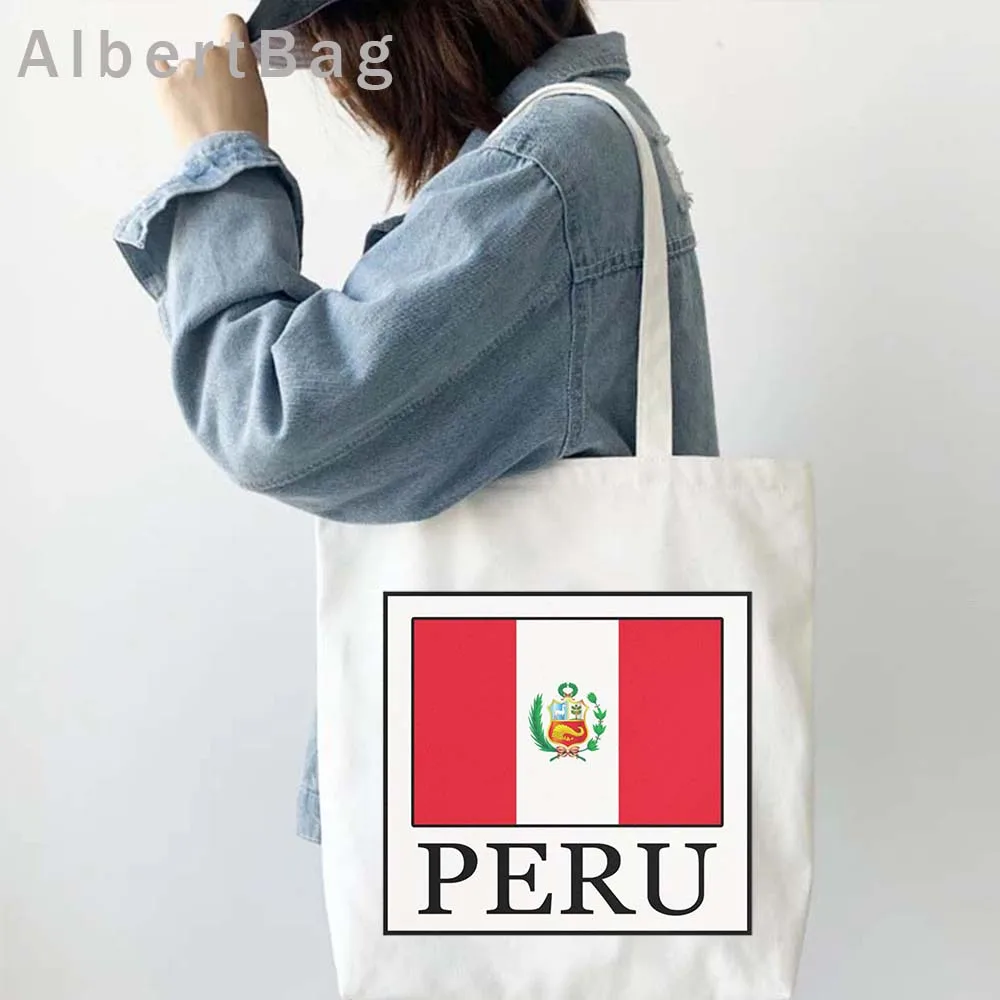 Coat of Arms of Peru Map Flag Peru Vintage Emblem Lima Large Tote Bag HEART Peruvian Patriotic Gifts Machu Picchu Canvas Handbag