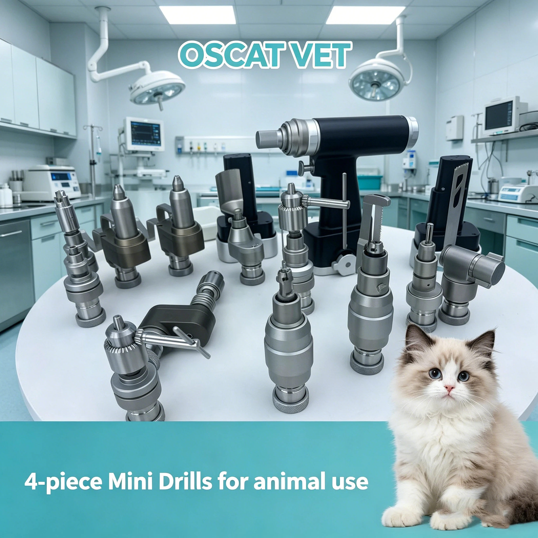 8-Piece Animal Bone Drills, Pet Medical Equipment for Animal Husbandry Clinics, for European Union Veterinary Practice, Veterina