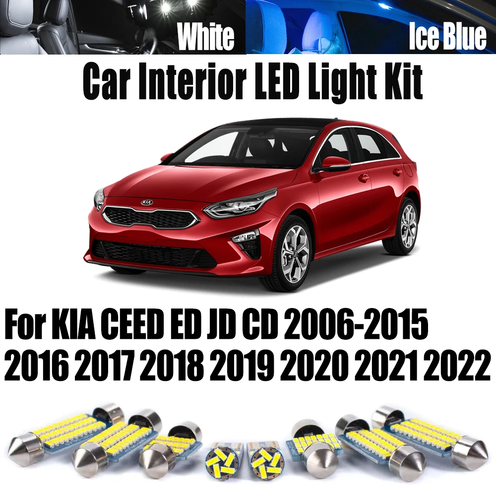 For KIA CEED ED JD CD 2006-2018 2019 2020 2021 2022 LED Interior Map Dome Trunk Light Kit Canbus Car Accessories Sun Visor Bulbs