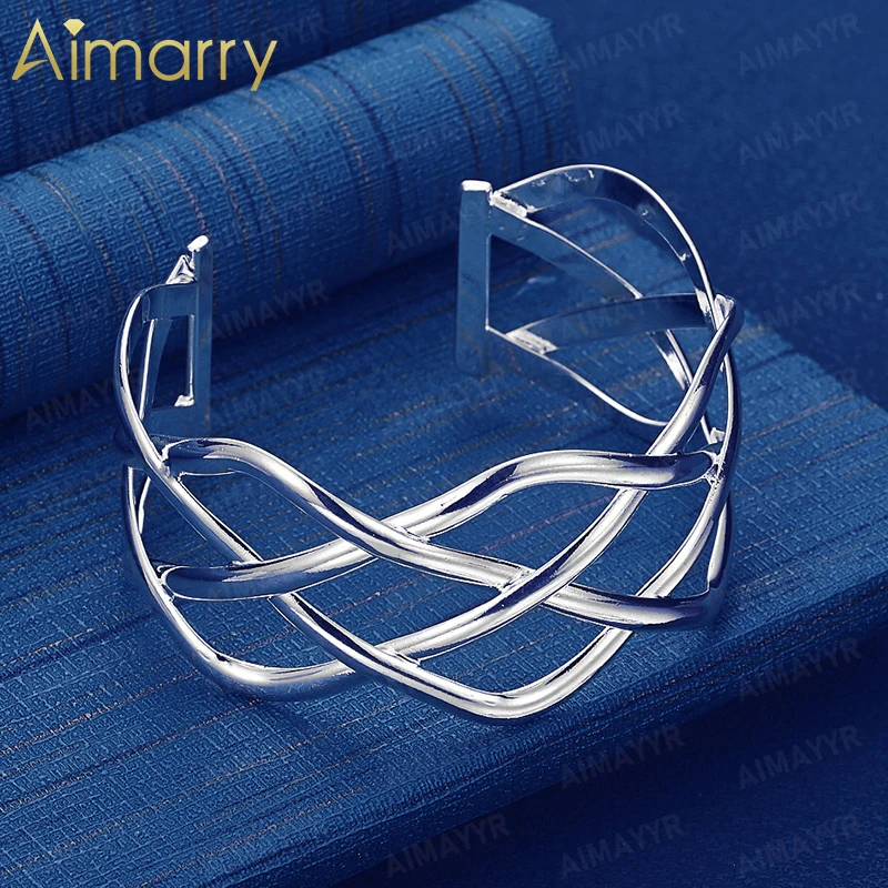 925 Sterling Silver Multi-layer Interwoven Twisted Pattern Bracelet for Women's Banquets High-quality and Fashion Jewelry