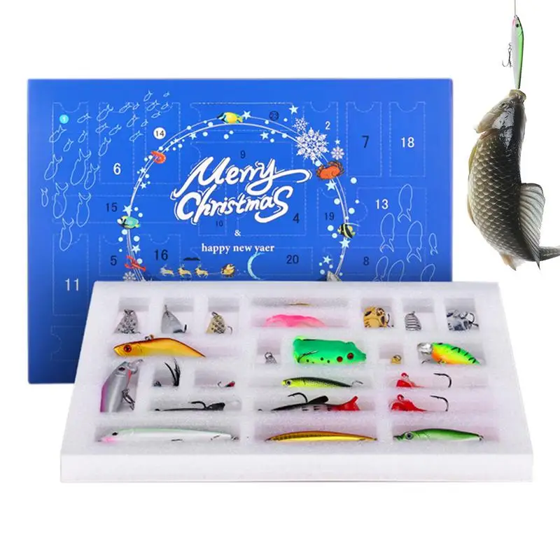 Christmas Advent Calendar Fishing Lures Set 24 Days Christmas Countdown Minobo VIB Sequin Set Toys Xmas Navidad Noel Gifts Kids