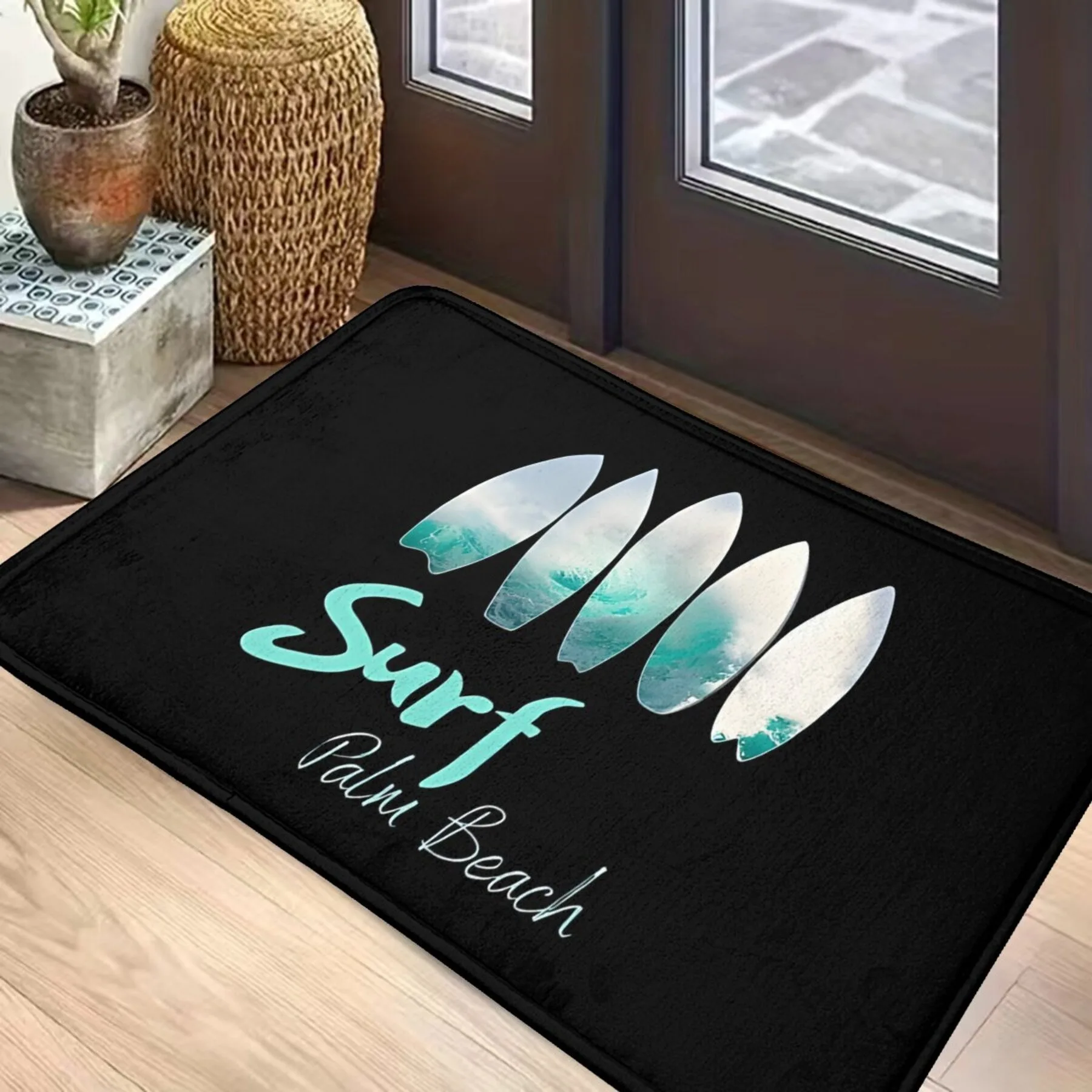 

1PC Surf Pattern Kitchen Rugs Non-Slip Door Mats Pop design Bathroom Rug Bath Mat Carpet for Home Sink Laundry Decor