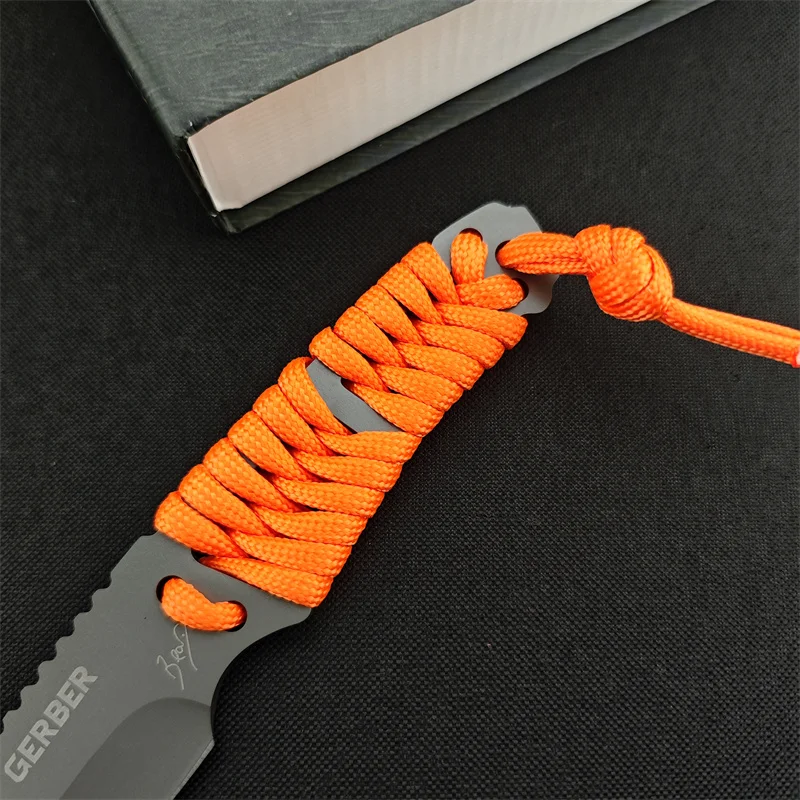 New GB tie dagger, outdoor Tactical Hunting self-defense Adventure Utility EDC tool, nylon rope handle 8Cr13Mov steel finish