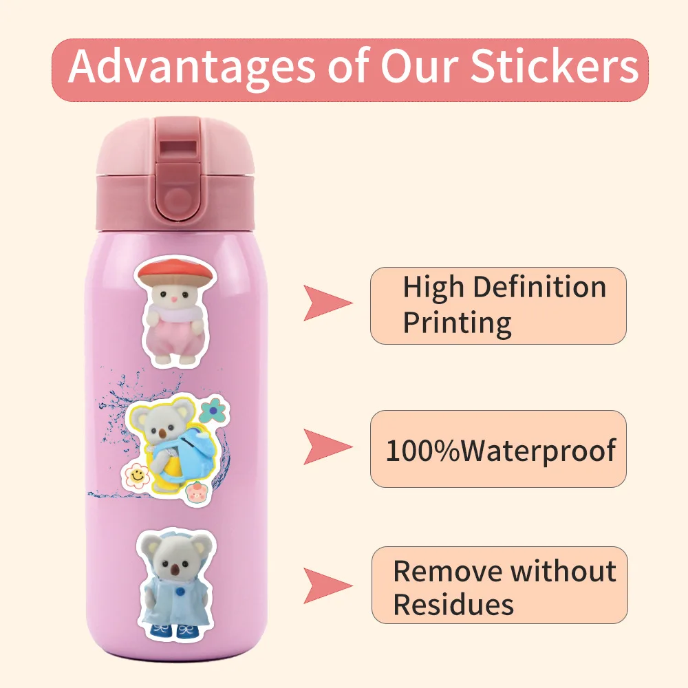 60/120pcs Calico Critters Stickers Laptop Scrapbook Decoration Graffiti Decals Skateboard Laptop Waterproof Sticker Toys Decor