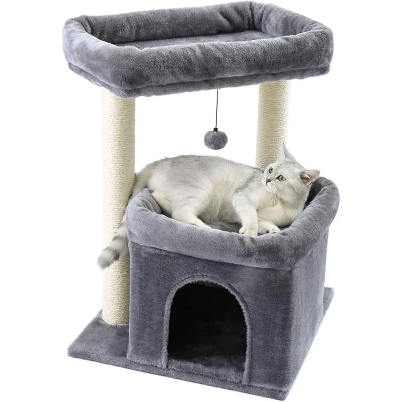 

PEQULTI Cat Tree Cat Tower with Sisal-Covered Scratching Posts and Extra-Large Cat Perch Suitable for Small to Medium Cats